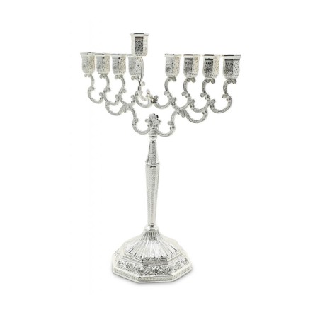 Decorative Silver Chanukah Menorah Filigree Desi... | Hanukkah Menorah