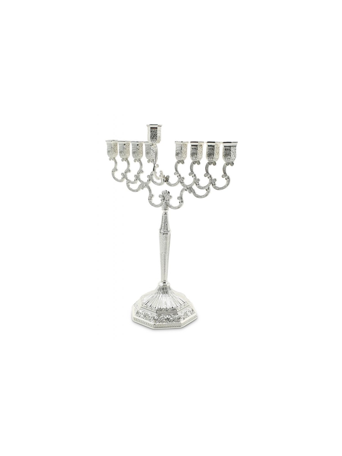 Decorative Silver Chanukah Menorah Filigree Desi... | Hanukkah Menorah