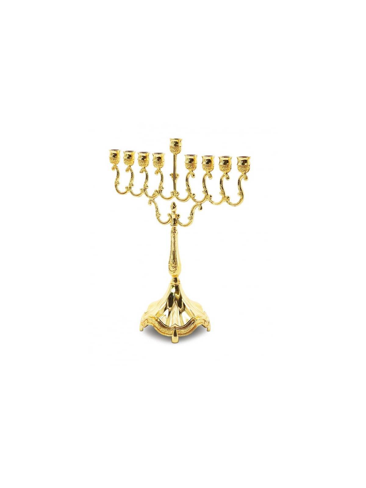 Decorative Gold Chanukah Menorah Classic Curved ... | Hanukkah Menorah