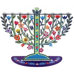 Dorit Judaica Laser Cut Chanukah Menorah Colorfu... | Hanukkah Menorah