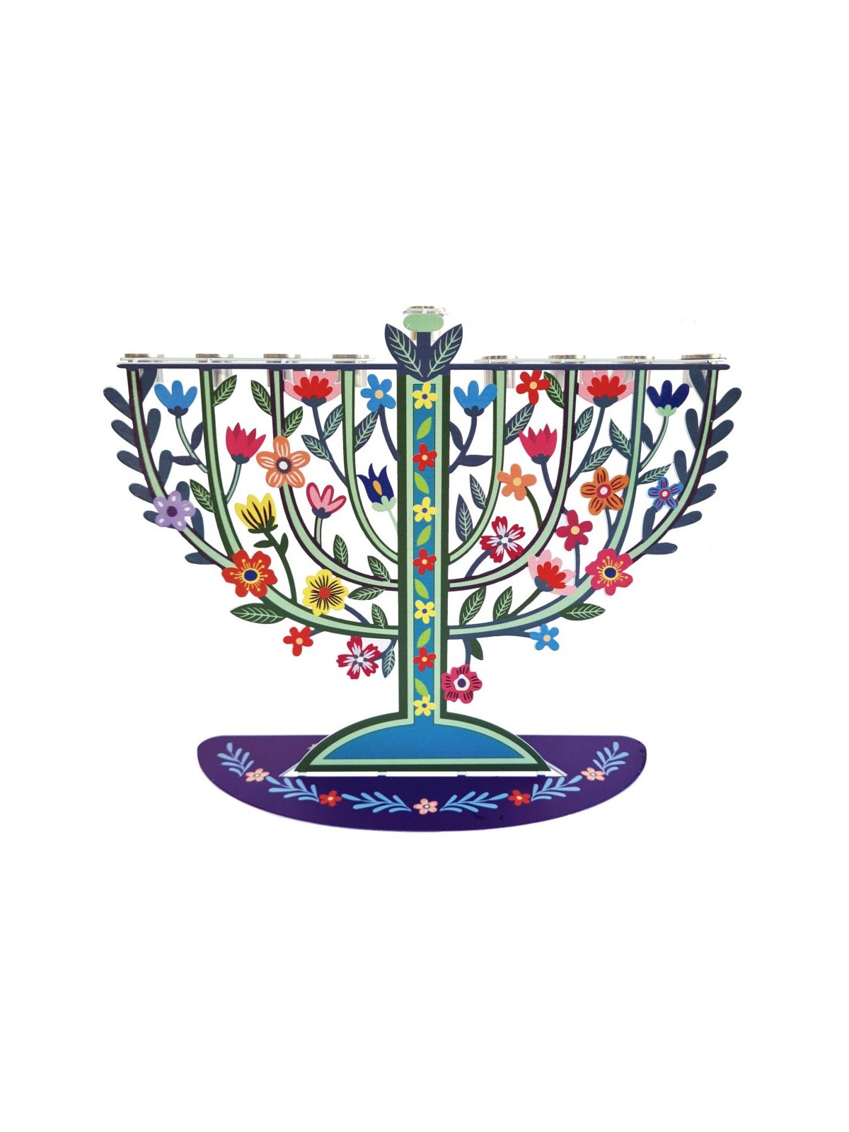 Dorit Judaica Laser Cut Chanukah Menorah Colorfu... | Hanukkah Menorah