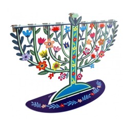 Dorit Judaica Laser Cut Chanukah Menorah Colorfu... | Hanukkah Menorah