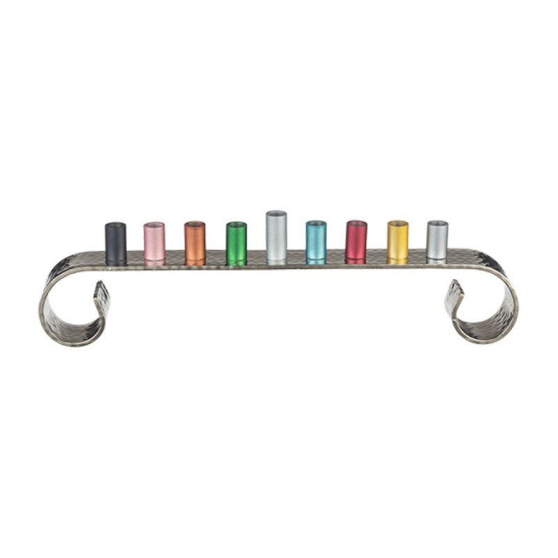Contemporary Swirl Chanukah Menorah Colorful Hol... | Hanukkah Menorah