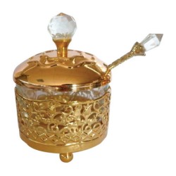 Gold Metal and Glass Rosh Hashanah Honey ... | Jewish Gift from Israel