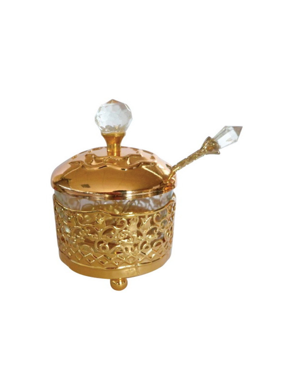 Gold Metal and Glass Rosh Hashanah Honey ... | Jewish Gift from Israel