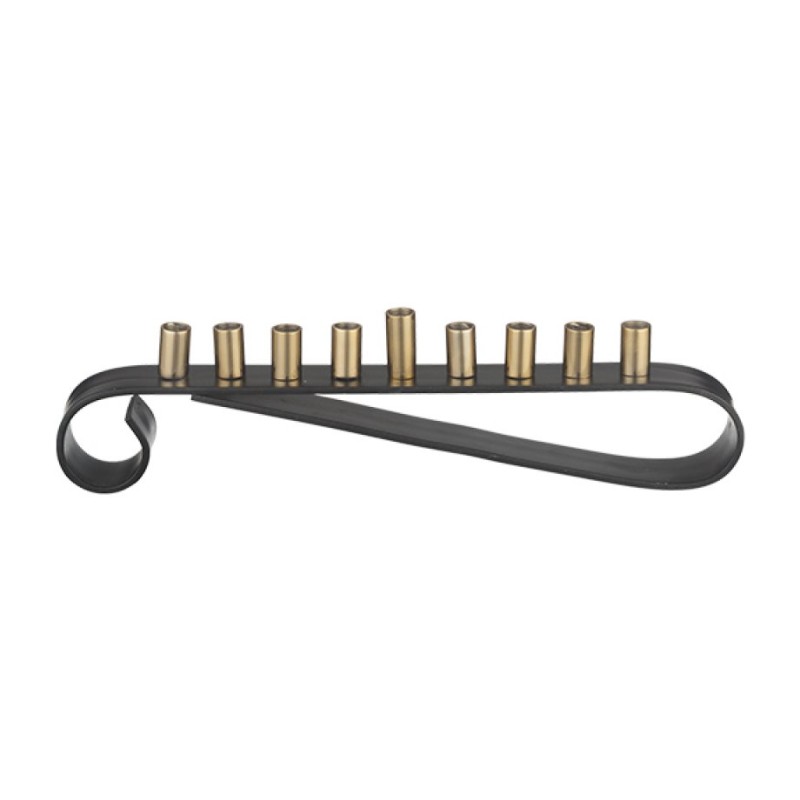 Two Tone Gold and Black Loop Base Chanukah Menor... | Hanukkah Menorah