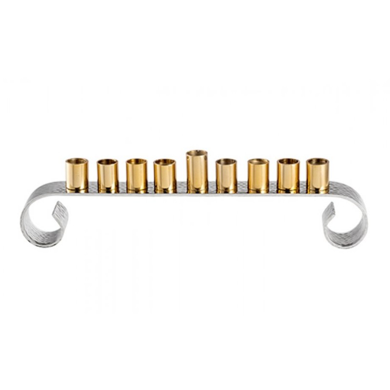 Two Tone Gold and Silver Contemporary Swirl Chan... | Hanukkah Menorah