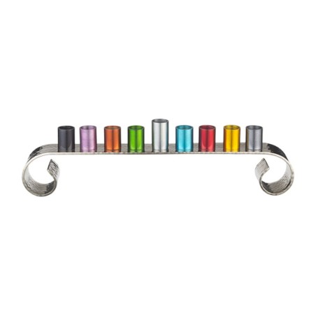 Colorful Aluminum Chanukah Menorah with Swirl Si... | Hanukkah Menorah