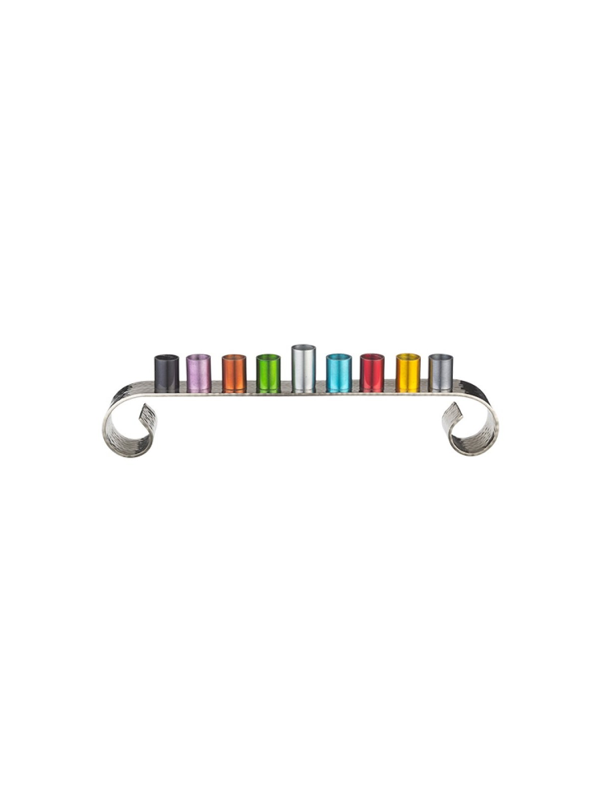 Colorful Aluminum Chanukah Menorah with Swirl Si... | Hanukkah Menorah