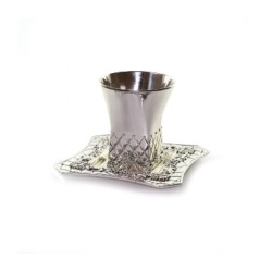 Silver plated Kiddush Cup with Matching S... | Jewish Gift from Israel