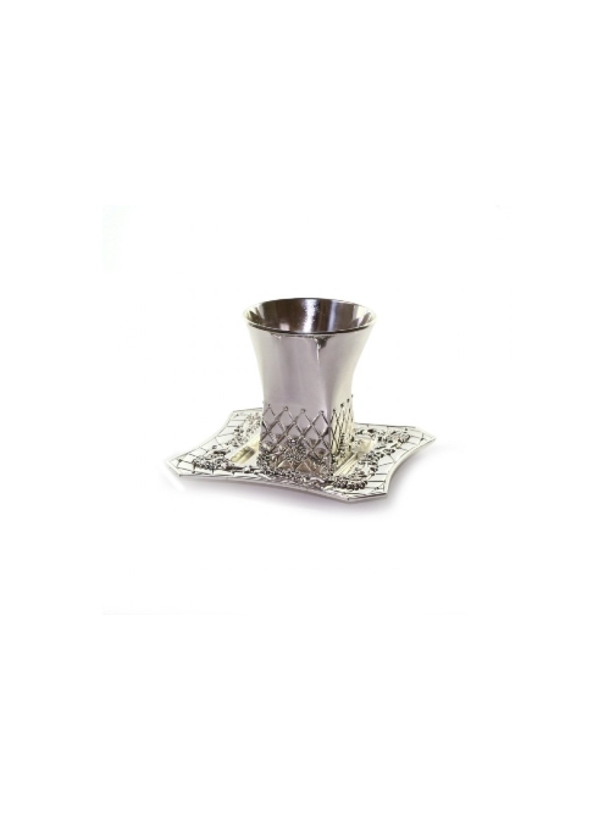 Silver plated Kiddush Cup with Matching S... | Jewish Gift from Israel