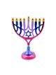 Colorful Chanukah Menorah on Stem with Star of D... | Hanukkah Menorah