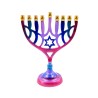 Colorful Chanukah Menorah on Stem with Star of D... | Hanukkah Menorah