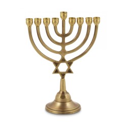 Antique Gold Classic Chanukah Menorah with Star ... | Hanukkah Menorah