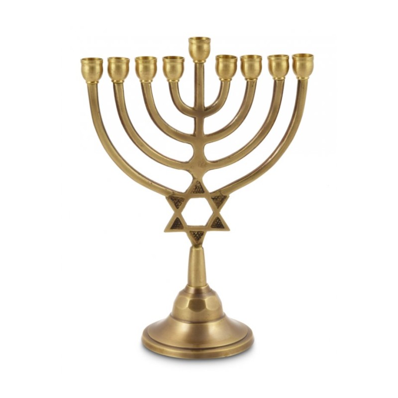 Antique Gold Classic Chanukah Menorah with Star ... | Hanukkah Menorah