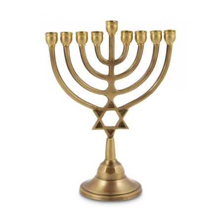 Antique Gold Classic Chanukah Menorah with Star ... | Hanukkah Menorah