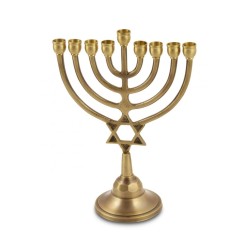 Antique Gold Classic Chanukah Menorah with Star ... | Hanukkah Menorah