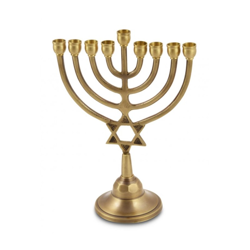 Antique Gold Classic Chanukah Menorah with Star ... | Hanukkah Menorah