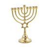 Gold Brass Chanukah Menorah with Star of David F... | Hanukkah Menorah