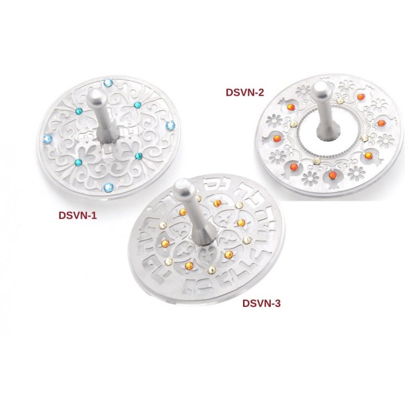 Dorit Judaica Decorative Dreidel with Flowers and Swarov... | Dreidels
