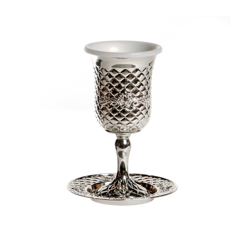 Silver Plated Stem Kiddush Cup with Match... | Jewish Gift from Israel