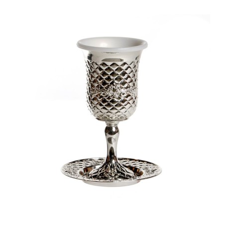 Silver Plated Stem Kiddush Cup with Match... | Jewish Gift from Israel