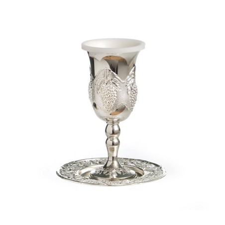 Silver Plated Stem Kiddush Cup and Matchi... | Jewish Gift from Israel