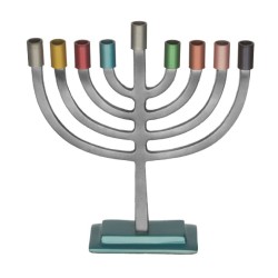 Traditional Chanukah Menorah with Colorful Candl... | Hanukkah Menorah