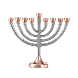 Two Tone Copper and Silver Chanukah Menorah Clas... | Hanukkah Menorah
