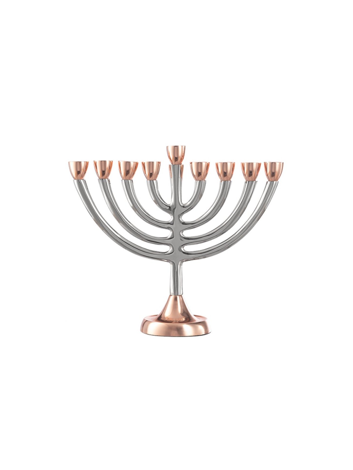 Two Tone Copper and Silver Chanukah Menorah Clas... | Hanukkah Menorah