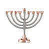 Two Tone Copper and Silver Chanukah Menorah Clas... | Hanukkah Menorah