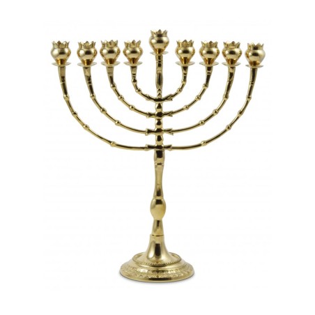 Tall Brass Chanukah Menorah Cups with Pomegranat... | Hanukkah Menorah