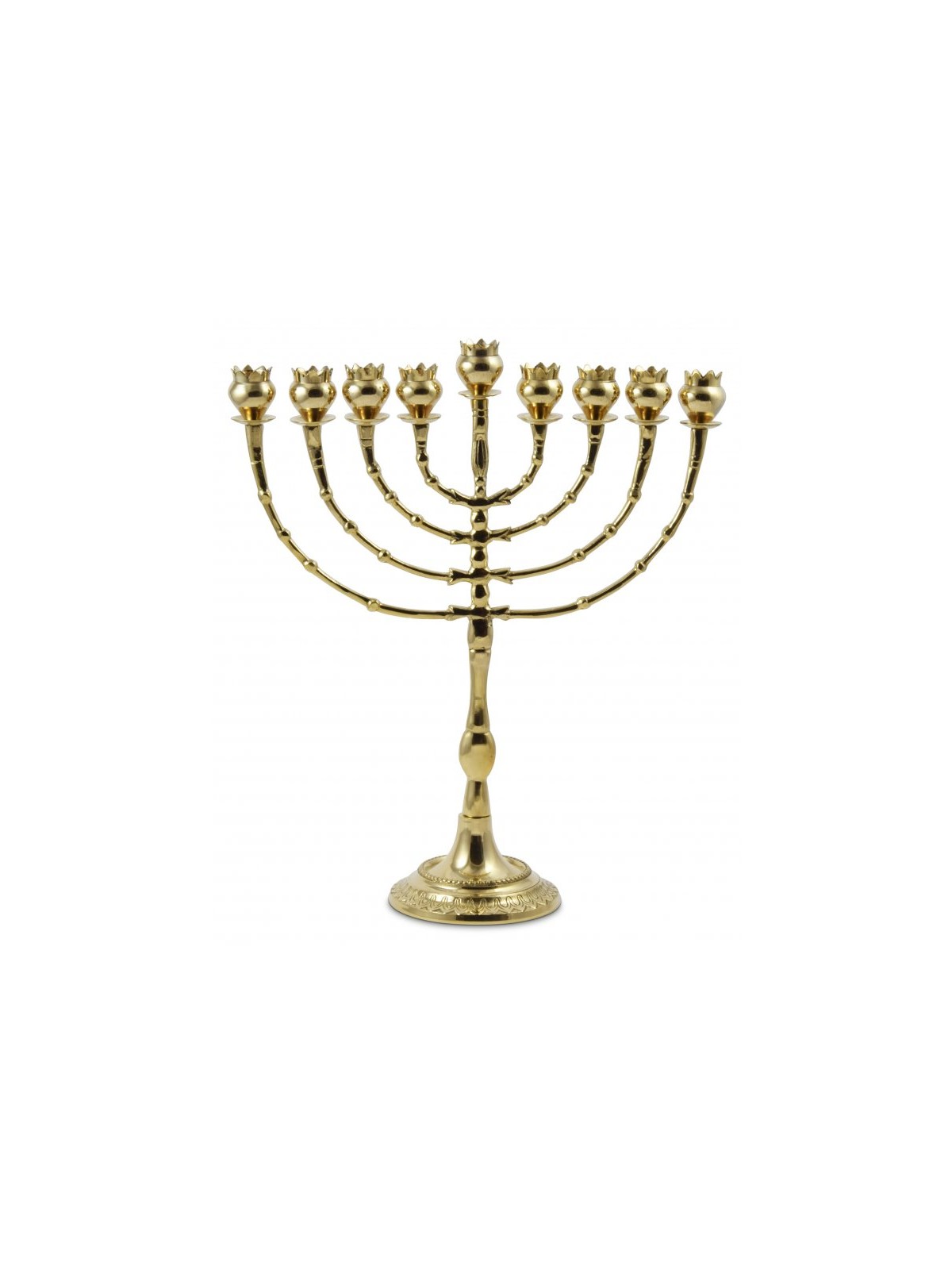 Tall Brass Chanukah Menorah Cups with Pomegranat... | Hanukkah Menorah