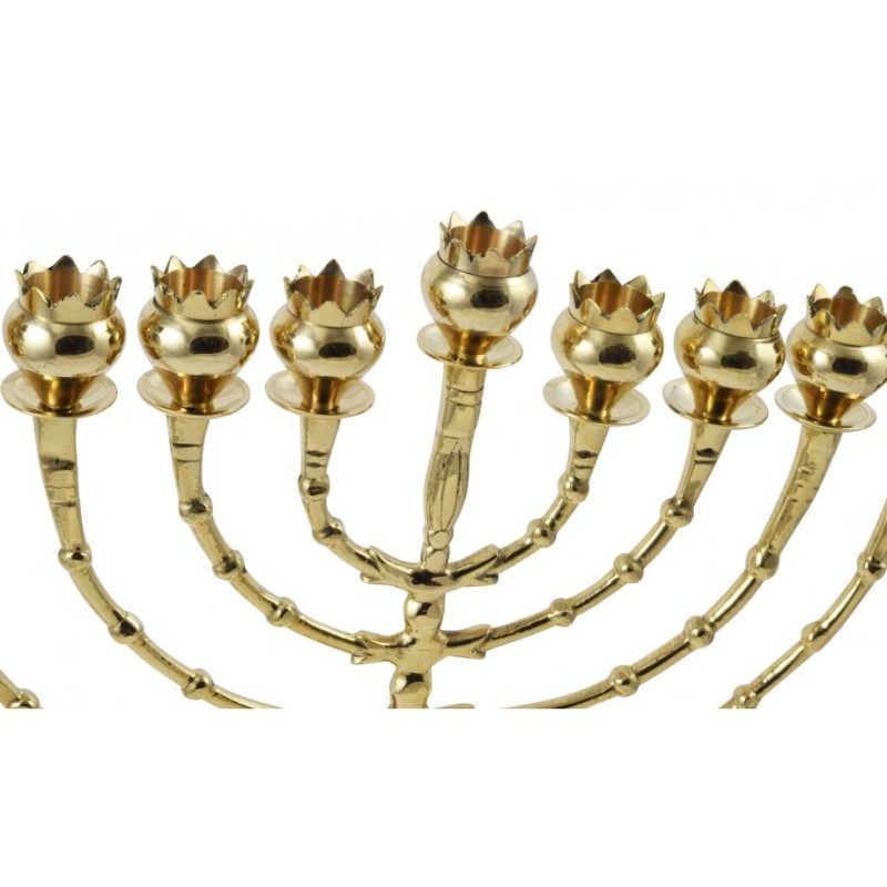 Tall Brass Chanukah Menorah Cups with Pomegranat... | Hanukkah Menorah