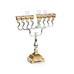Large Size Silver and Gold Chanukah Menorah Swir... | Hanukkah Menorah
