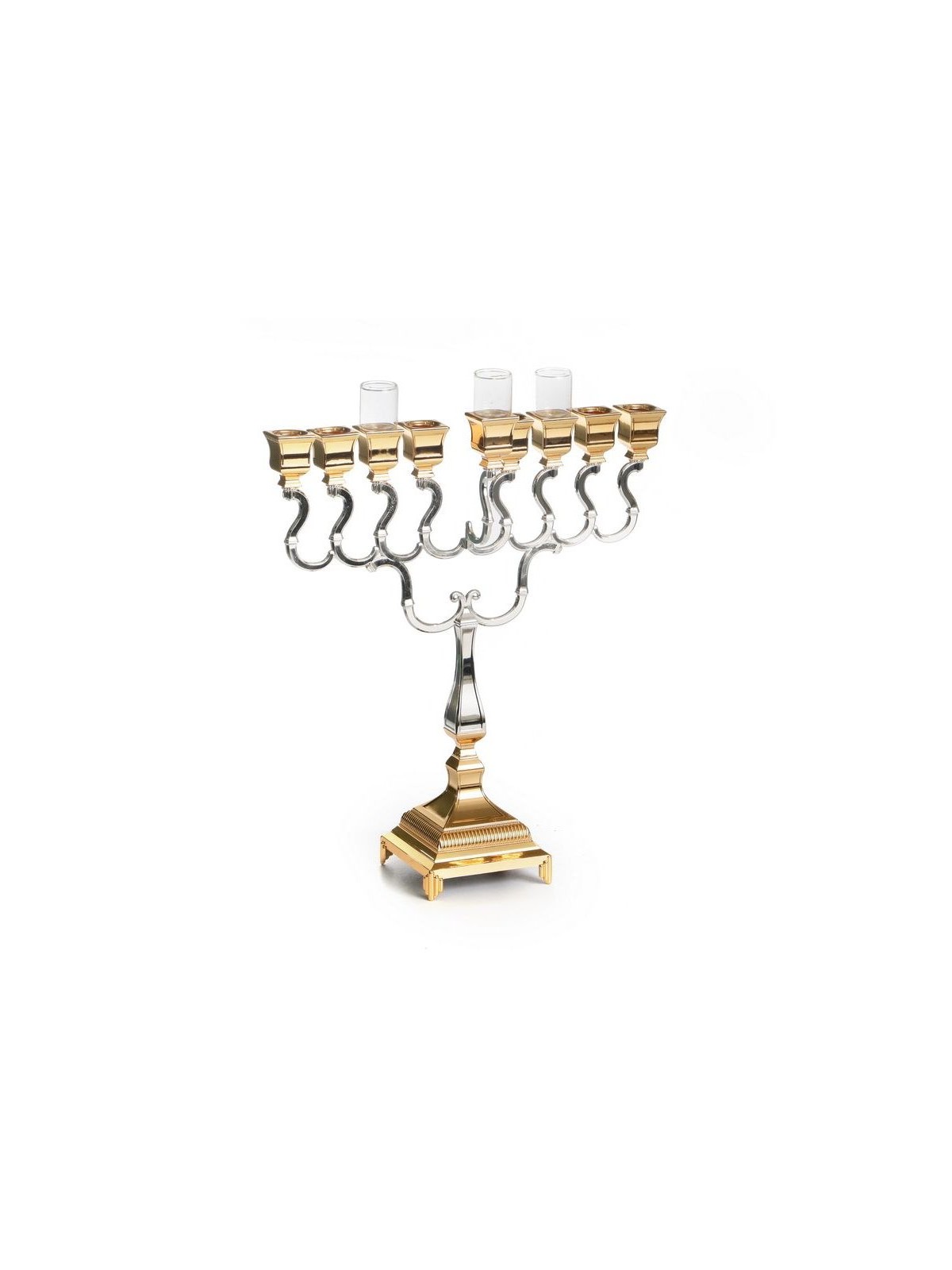 Large Size Silver and Gold Chanukah Menorah Swir... | Hanukkah Menorah