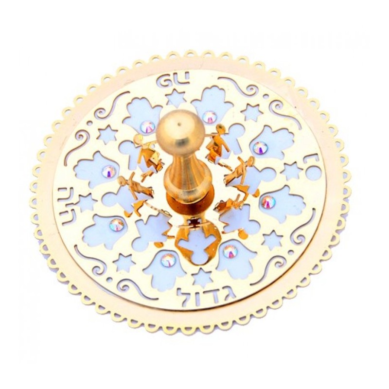 Silver Gold Dancing Children Dreidel by Ester Shahaf | Dreidels