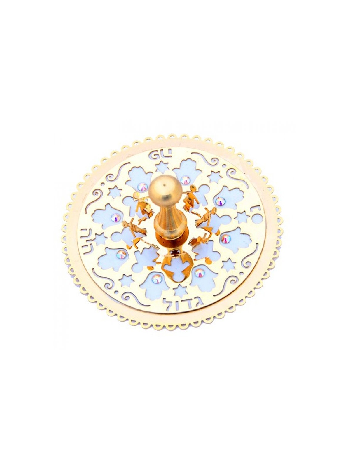 Silver Gold Dancing Children Dreidel by Ester Shahaf | Dreidels