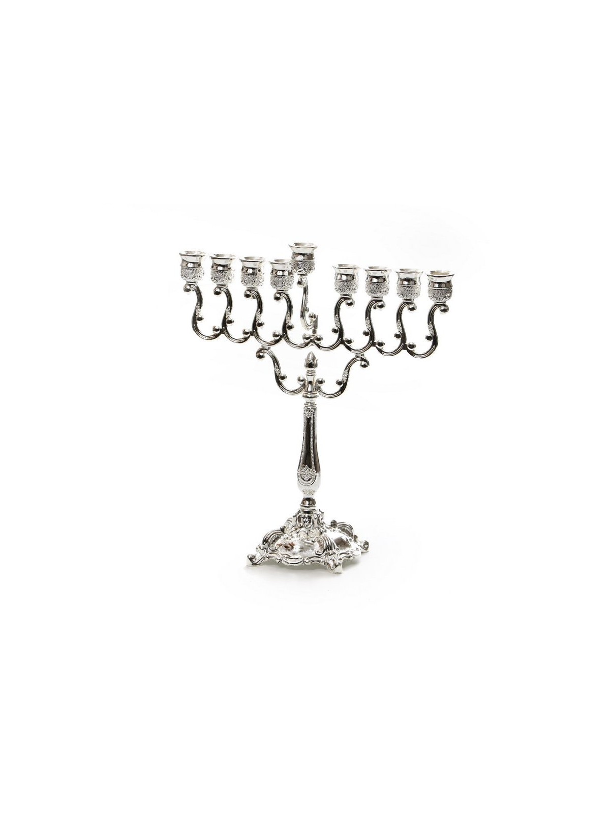 Glittering Silver Plated Chanukah Menorah with S... | Hanukkah Menorah