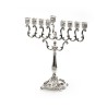 Glittering Silver Plated Chanukah Menorah with S... | Hanukkah Menorah