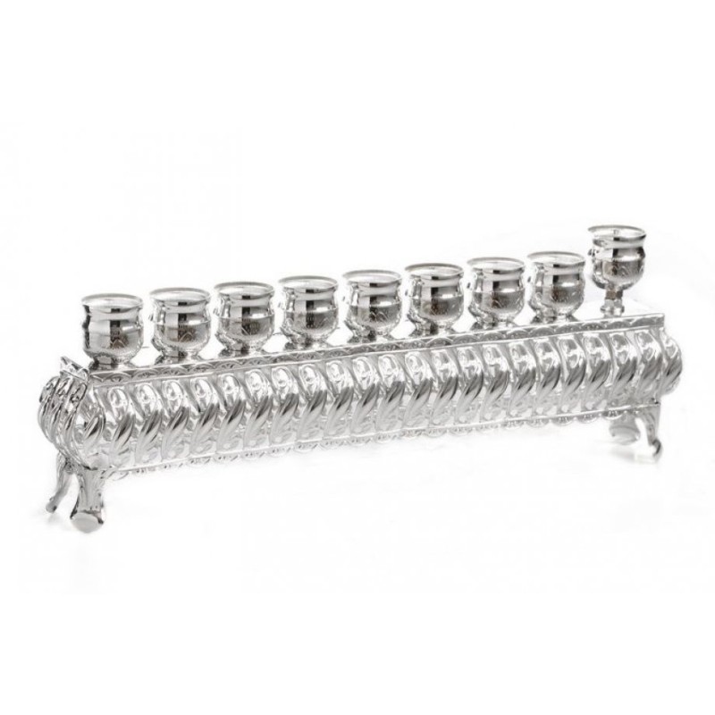 Silver Plated Raised Chanukah Menorah Lights in ... | Hanukkah Menorah