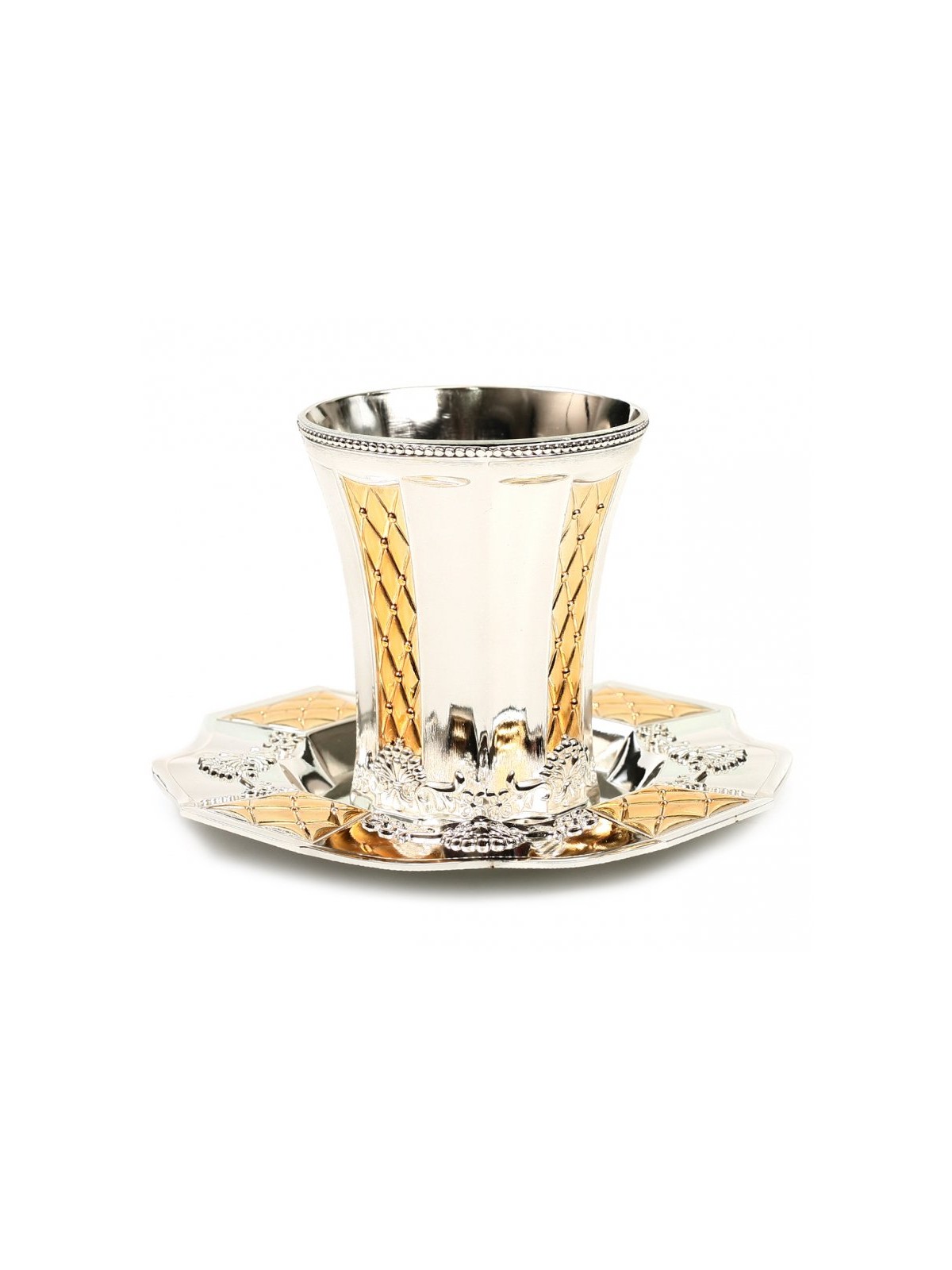 Silver Plated Engraved Kiddush Cup and Tr... | Jewish Gift from Israel
