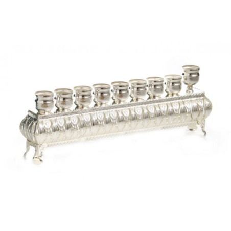 Silver Plated Raised Chanukah Menorah Lights in ... | Hanukkah Menorah