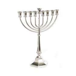 Large Size Silver Plated Chanukah Menorah Smooth... | Hanukkah Menorah