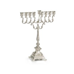 Silver Plated Chanukah Menorah Swirls and Ornate... | Hanukkah Menorah
