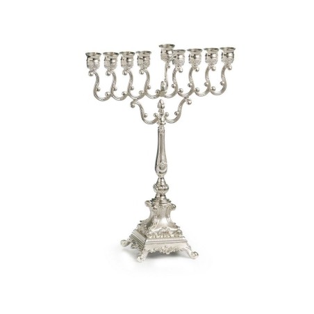 Silver Plated Chanukah Menorah Swirls and Ornate... | Hanukkah Menorah