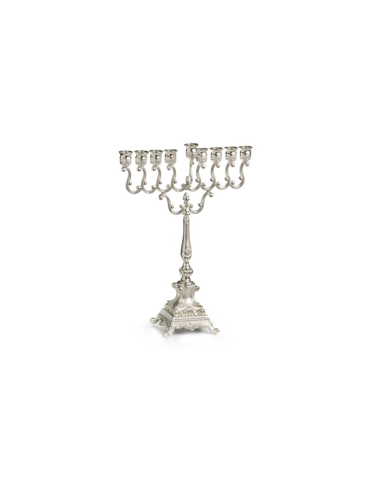 Silver Plated Chanukah Menorah Swirls and Ornate... | Hanukkah Menorah