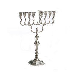 Tall Silver Plated Chanukah Menorah with Swirls ... | Hanukkah Menorah