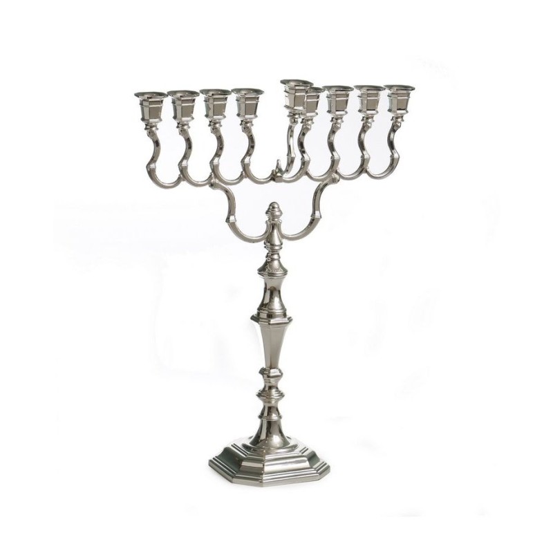 Tall Silver Plated Chanukah Menorah with Swirls ... | Hanukkah Menorah
