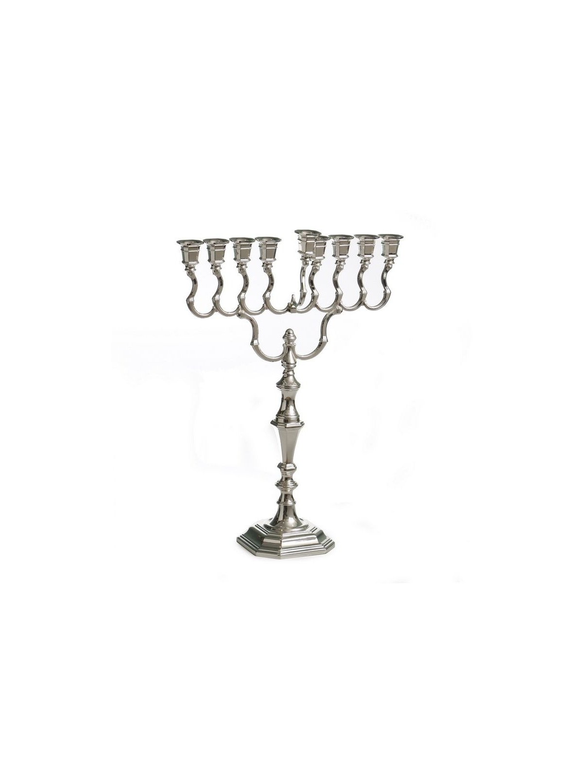 Tall Silver Plated Chanukah Menorah with Swirls ... | Hanukkah Menorah